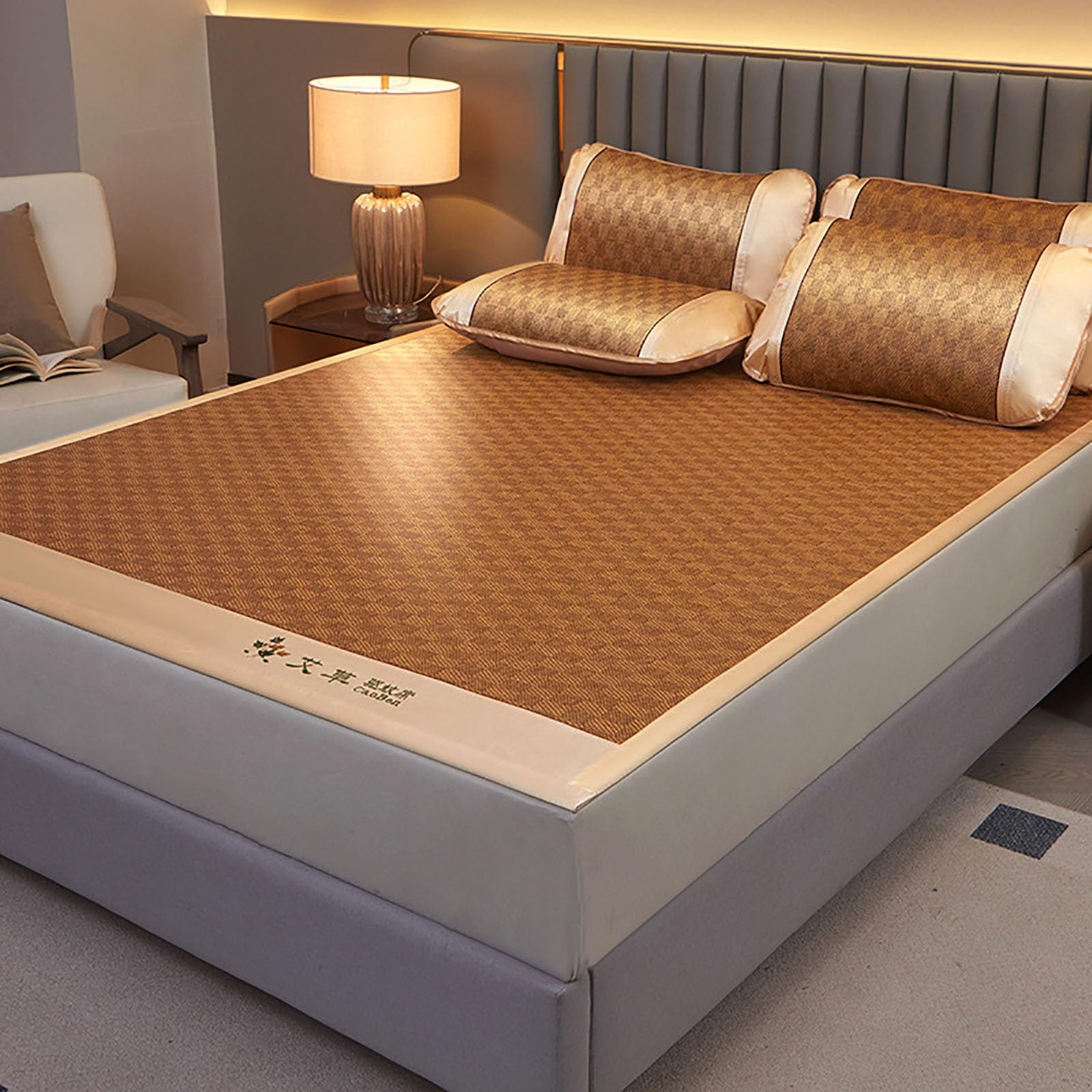 HYQOUKLR Rattan Mat Bed, Cooling Bamboo Sleeping Mat Foldable Multicolor 90-200cm(Color D,180cm)