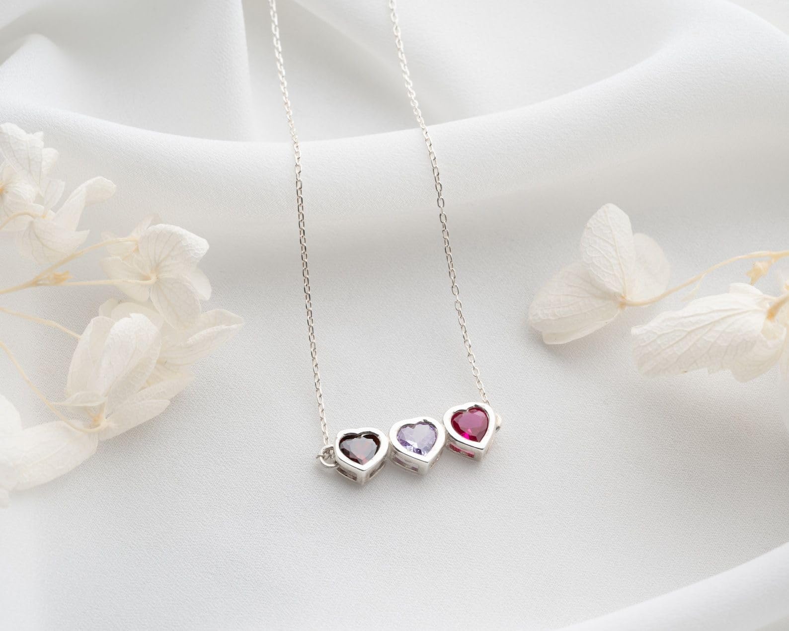 Argento sterling pietra portafortuna cuore collana, su misura cuore sagomato personalizzato