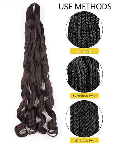 Miniatura 4 de Cabello rizado francés trenzado de 20 pulgadas, color 4, cabello trenzado francés preestirado, 8 paquetes de cabello corto para trenzar francés con