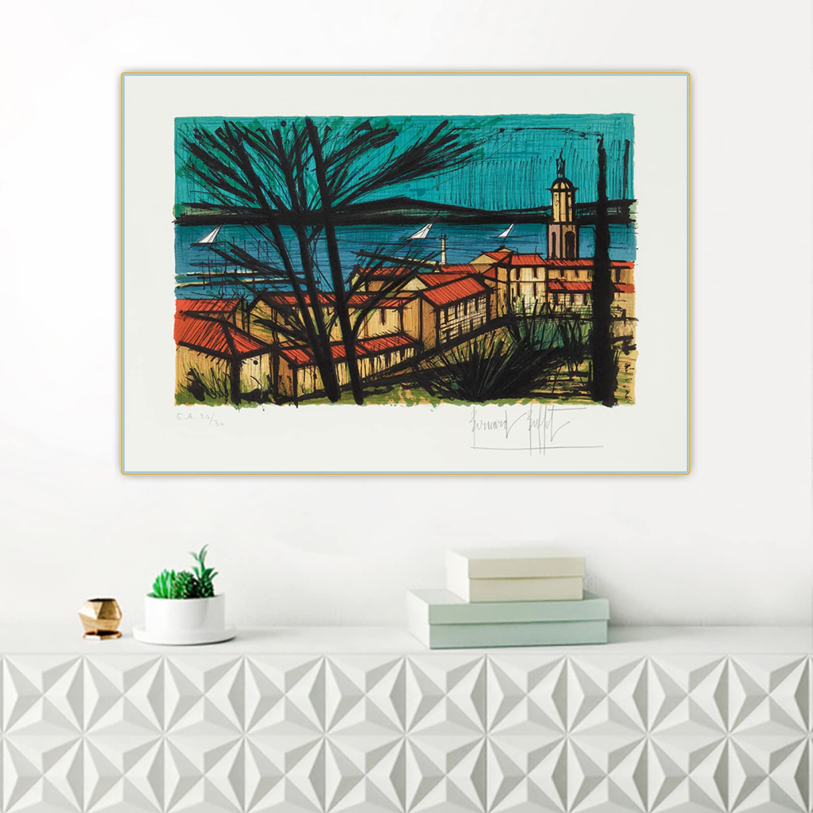 Amazon｜ベルナールビュッフェポスター《サントロペのパノラマ