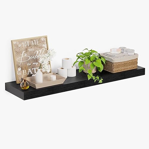 Miniatura 13 de Heimlove Estantes flotantes de 12 pulgadas de profundidad para pared, estantes de baño de 24 pulgadas, juego de 1, estantes montados para libros