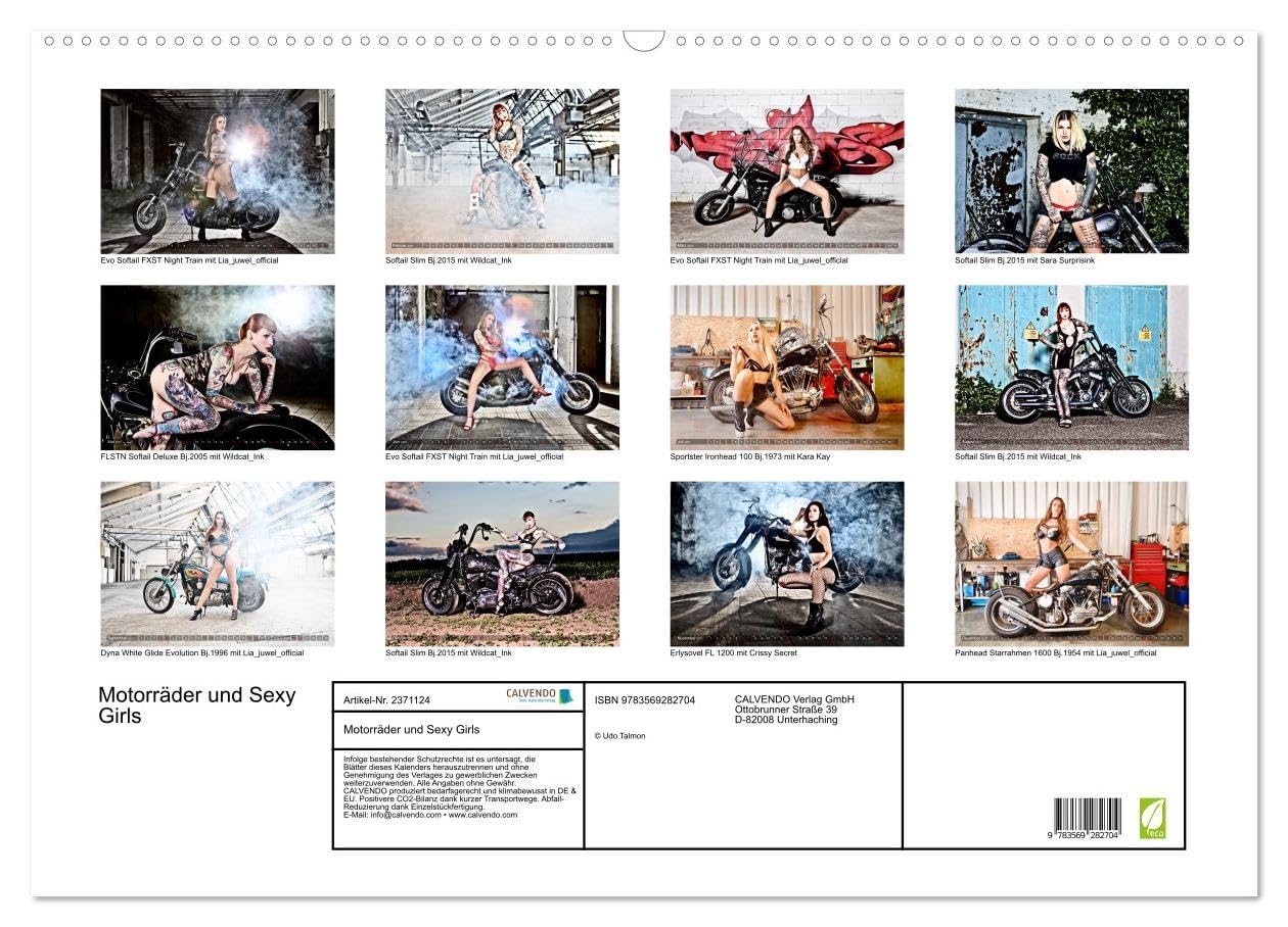 CALVENDO - Motorräder und Sexy Girls (Wandkalender 2027 DIN A2 quer), Monatskalender: Stilvoll gestaltete Bilder mit schweren Maschinen und heißen Girls