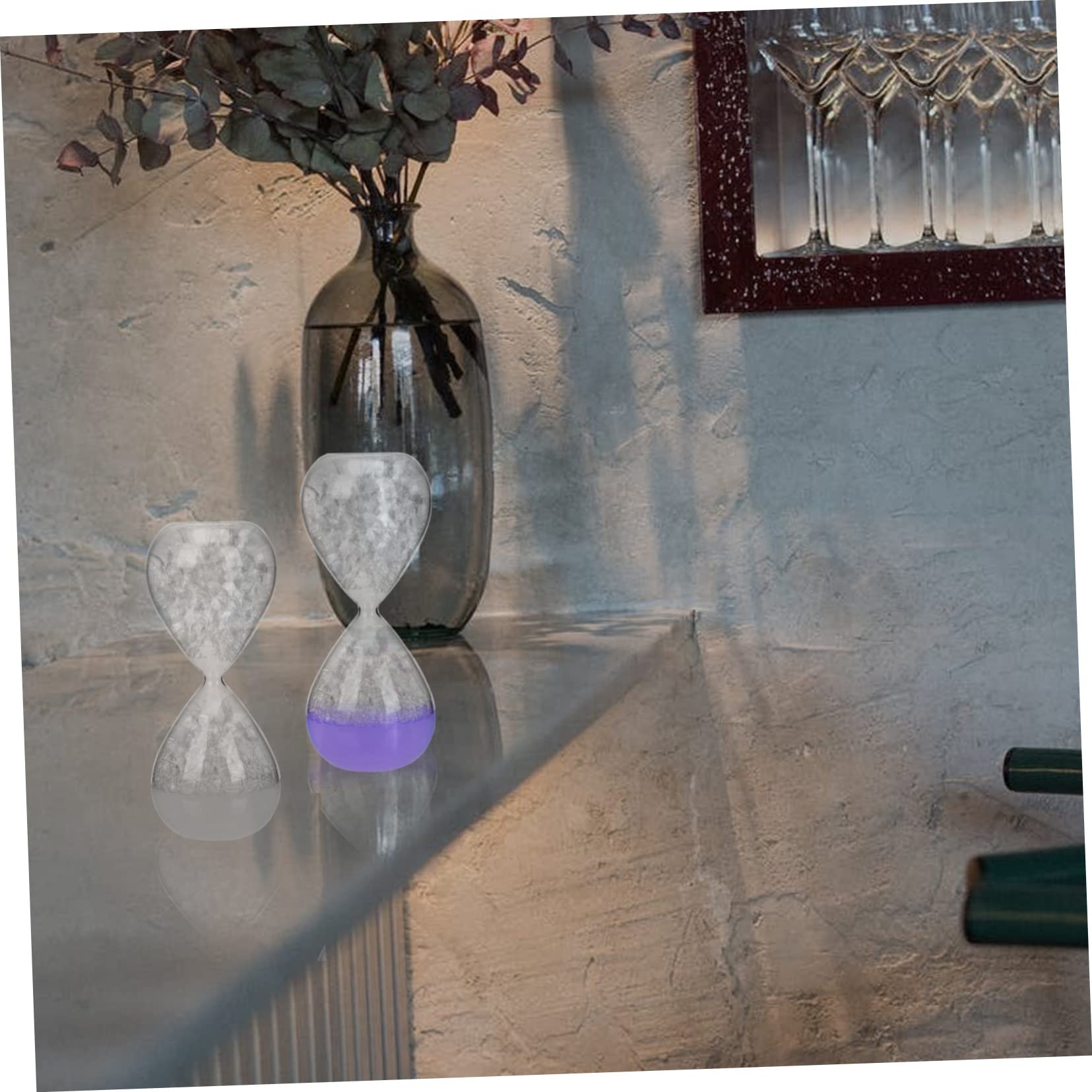 Ciieeo 2 Ensembles Sablier À Bulles Timer Cuisine Petit Sable Minuterie À Bulles Chronomètre Sablier De Table Sablier Ménager Ornement De Bureau Un Verre Violet,Mauve 2 Pièces * 2