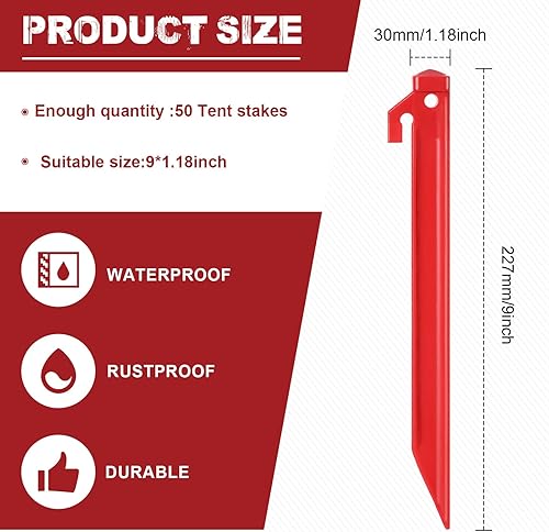 Miniatura 4 de Beeveer 100 estacas de Navidad para patio, 8.8 pulgadas, estacas inflables de plástico para anclaje, estacas de anclaje resistentes, estacas de