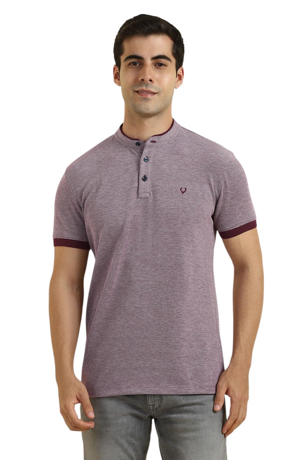 allen solly Men's Regular Fit Ribbed Solid Henley T-Shirt-picture-16