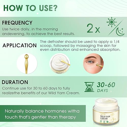 Miniatura 4 de Crema orgánica de ñame silvestre con trébol rojo, crema hidratante para mujeres, incluye aplicador (2.3 onzas)