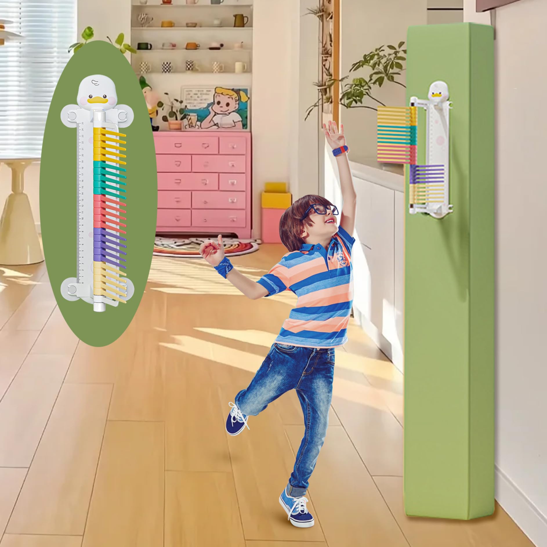 Entraîneur à Saut Vertical, 9,8 Pouces Testeur de Saut Vertical pour Enfants, Outil de Mesure de Saut Vertical Mural pour la Maternelle à la Maison