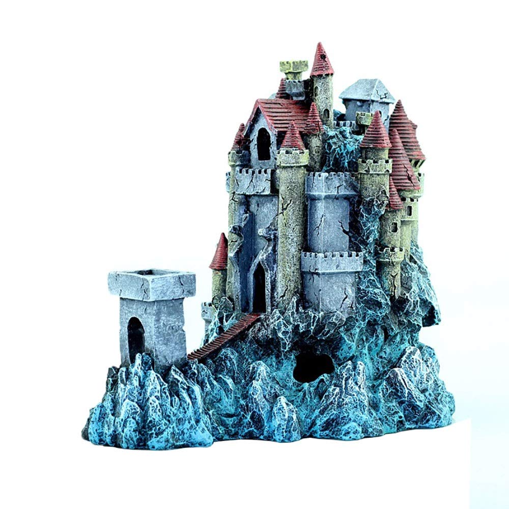 Decorazioni per acquari, decorazioni per acquari, resine da sogno Castello paesaggistico adatto per affari (colore : dipinto, dimensioni: 22 x 16 x 21 cm)