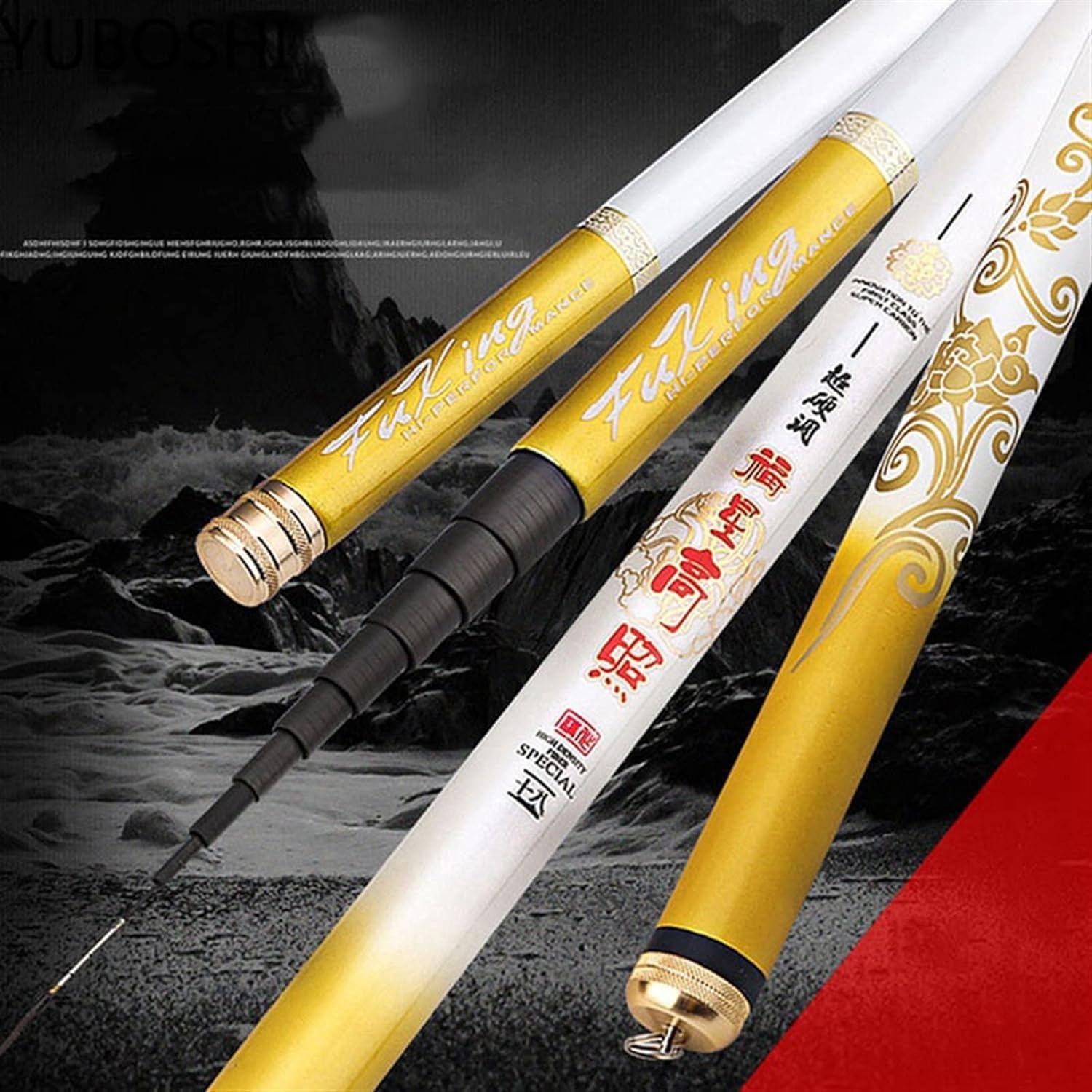 Portable Fishing Rod, Creek Hand Rod, Carbon Fiber Telescopic Fishing Rod, Fishing Gear, Telescopic Fishing Rod (Color : 3.6 m) : Sports & Outdoors