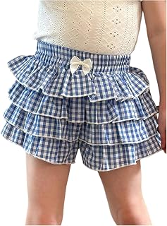 Toddler Girl's Cute Gingham Y2K Plaid Ruffle Shorts Summer Tiered Layered Shorts