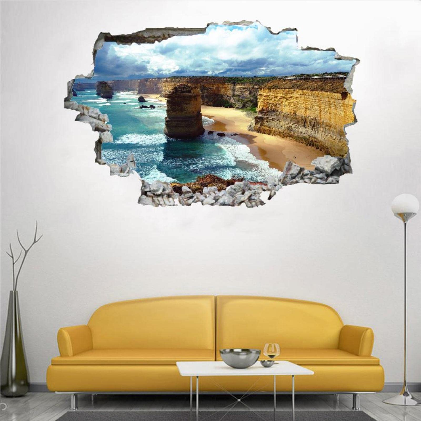 Mer Sticker Mural Ciel Nuages 3D Autocollant de Sol Autocollant de Plafond Wall Sticker Décoration Salon Chambre Maison la Chambre des Enfants bébé Enfant garçons Filles 80x120cm