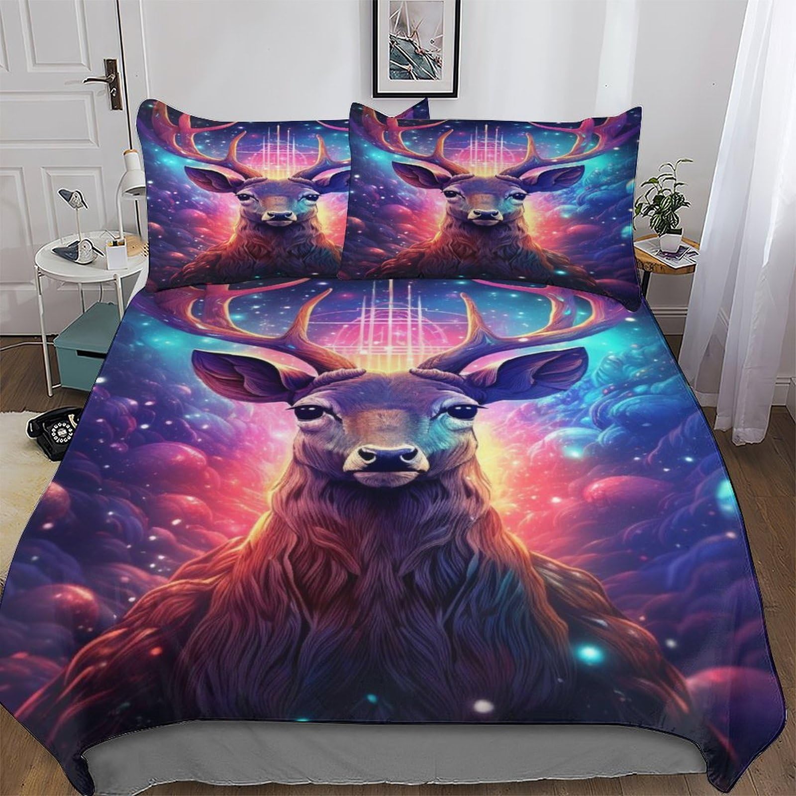 Parure de lit cerf 3D double 200x200cm avec housse de couette