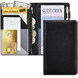 Black Server Books For Waitress/Waiter Book with Zipper Money Pocket,Cute Waitress Books Organizer Accessories Fit Server Aprons Note Pads (Black)