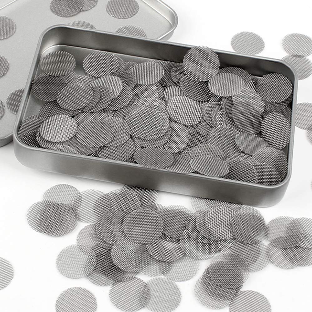 300 Pieces Pipe Screen Filters, Smoking Screens 15mm Stainless Steel Pipe Screens with Storage Box Smoke Screen Filter for Pipe (Silvery)