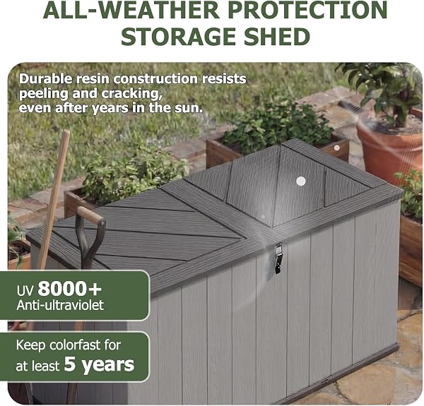 Aoxun Outdoor Deck Box 600L, Large Resin Outdoor Storage Box with Lid, Waterproof & UV-Resistant Garden Storage for Cushions, Tools, and Pool Accessories 4.7x2.2FT(Grey) - 3