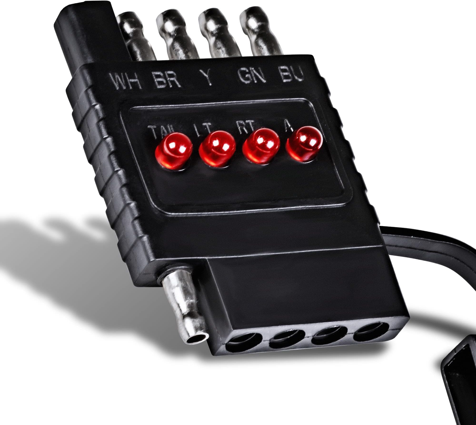 True Mods 5-Way Flat Trailer Wiring Tester [Nickel-Plated Copper Terminals] [Male & Female] [Continuity Test] 5-Pin Trailer Light Wire Circuit Tester