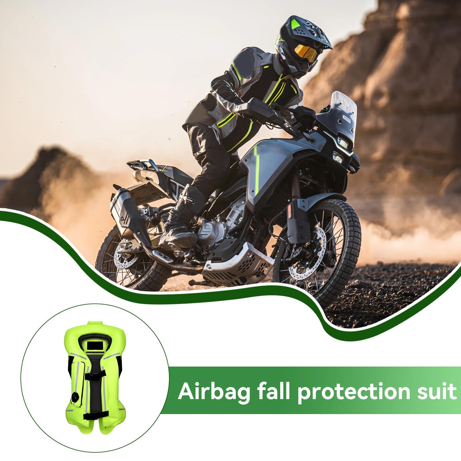 Chaleco de bolsa de aire para motocicleta, chaleco protector ligero con tira reflectante, chaqueta de equitación inflable profesional