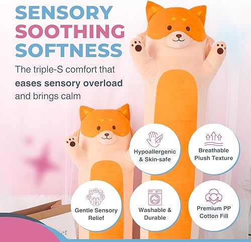 Miniatura 5 de Almohada de cuerpo de felpa de Cuddle Paws con diseño de zorro para niños  Almohada larga de peluche para abrazar  Juguete suave y lindo para