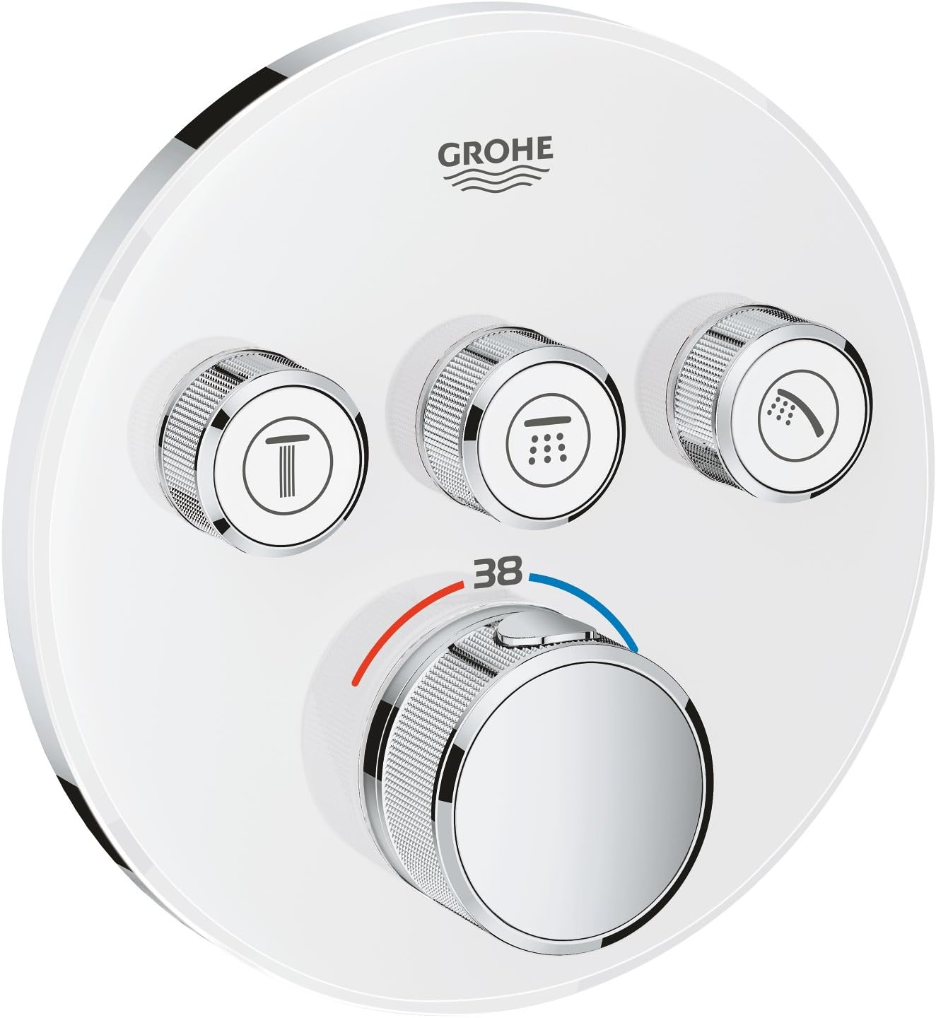 GROHE Grohtherm Smartcontrol Thermostat for Shower Or Bath, for Concealed Installation, with Three Valves Round Shape, Moon White, Made In Germany By GROHE Eco-Friendly and Safety Features 29904LS0