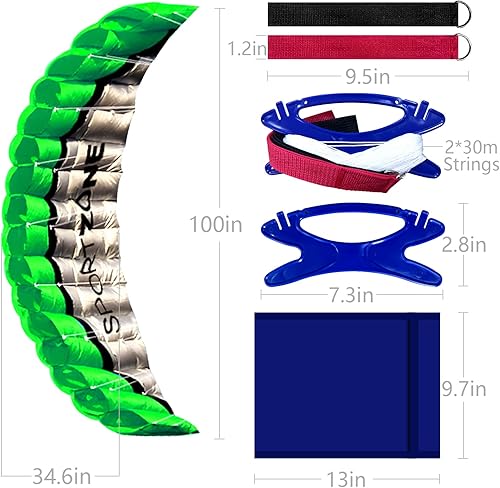 Vista 20 de HENGDA KITE 2.5m Dual Line Stunt Parafoil Kites Soft Stunt Kite for Beach Blue with Flying Tool