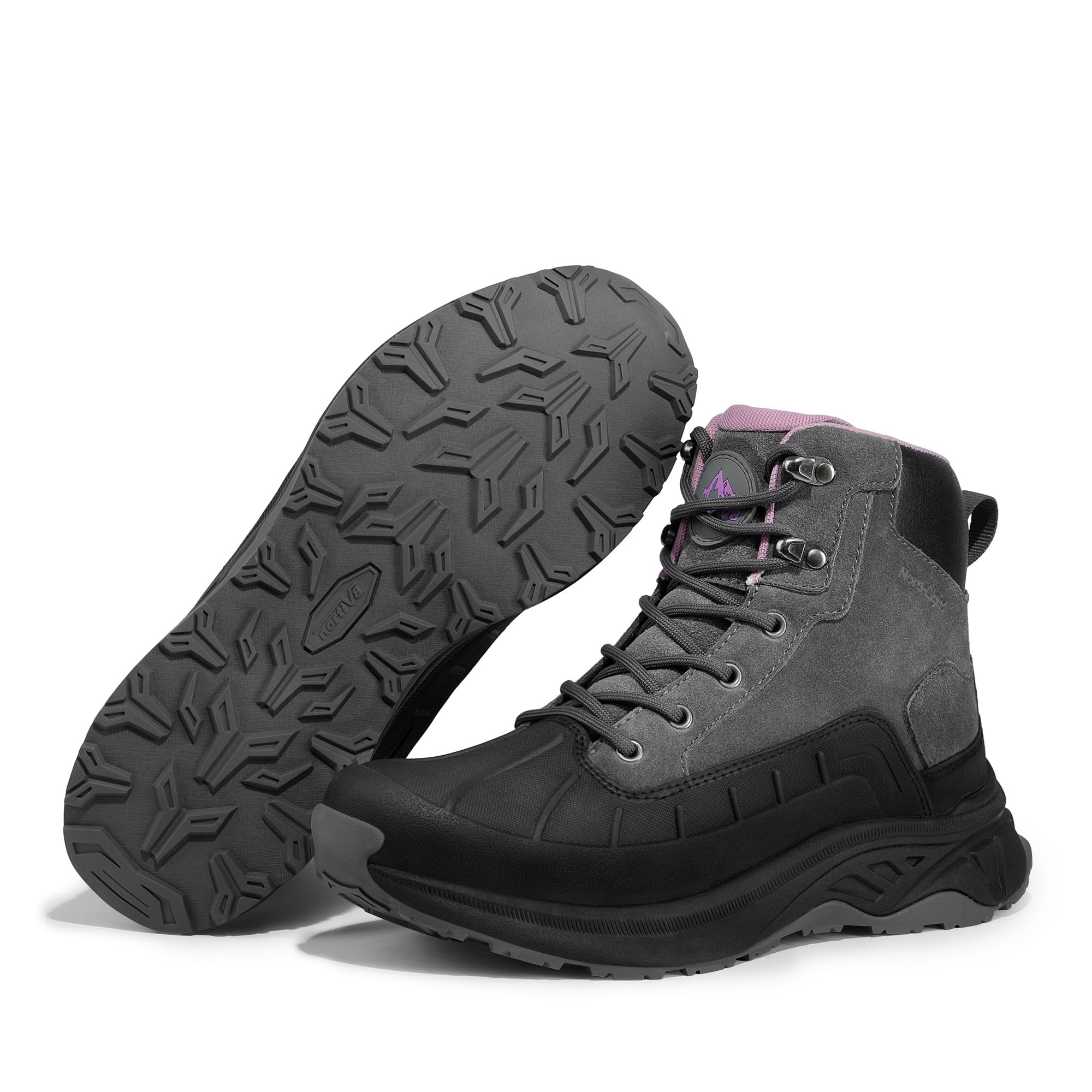 NORTIV 8 Damskie wodoodporne buty turystyczne outdoorowe trekkingowe kemping szlak turystyczne buty, ciemnoszary, 40.5 EU