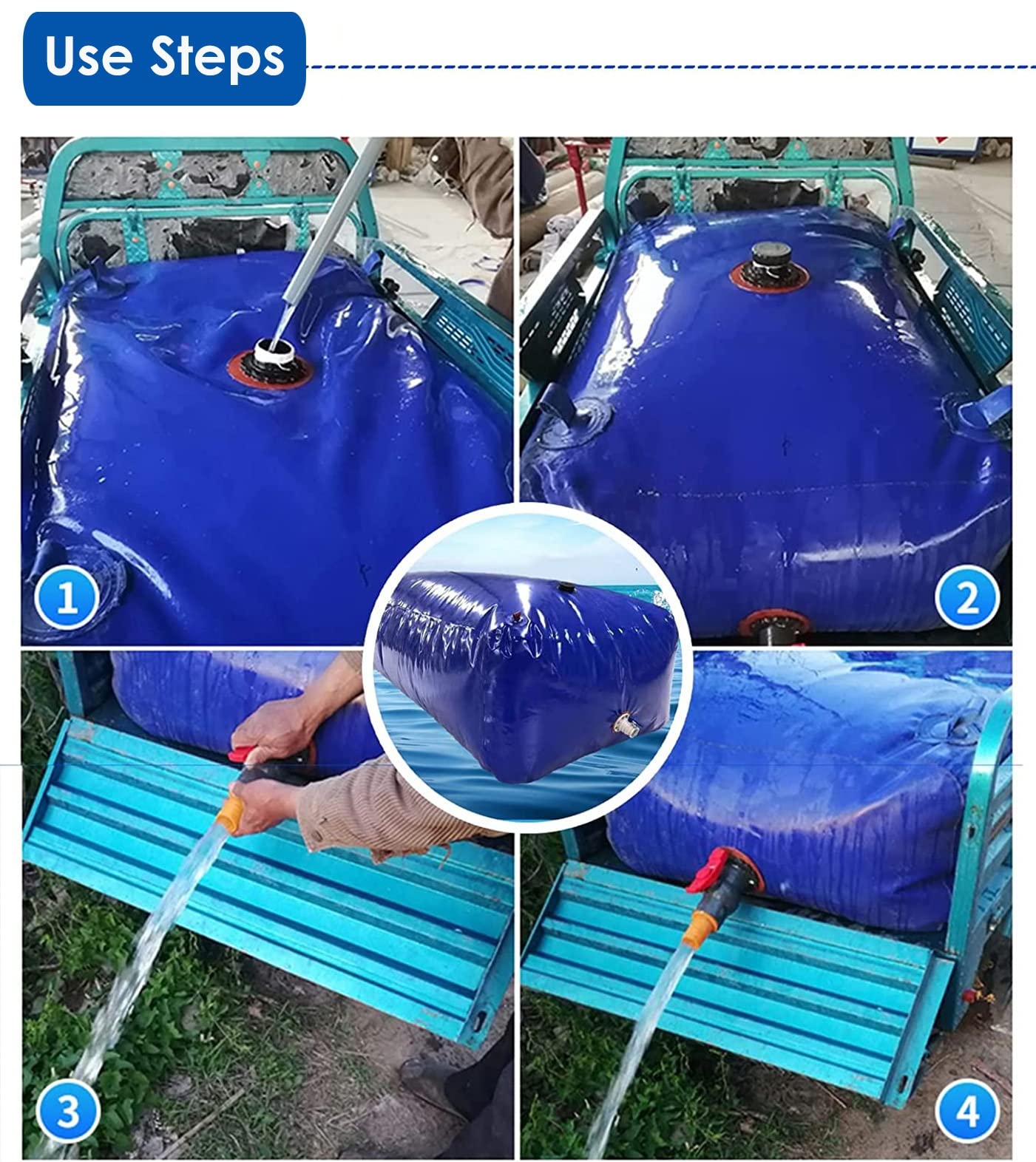 Ten pęcherz do przechowywania wody do użytku na zewnątrz, odporny na suszę i ognioodporny zbiornik na wodę rolniczą, torba na wodę deszczową do kampera i kempingu