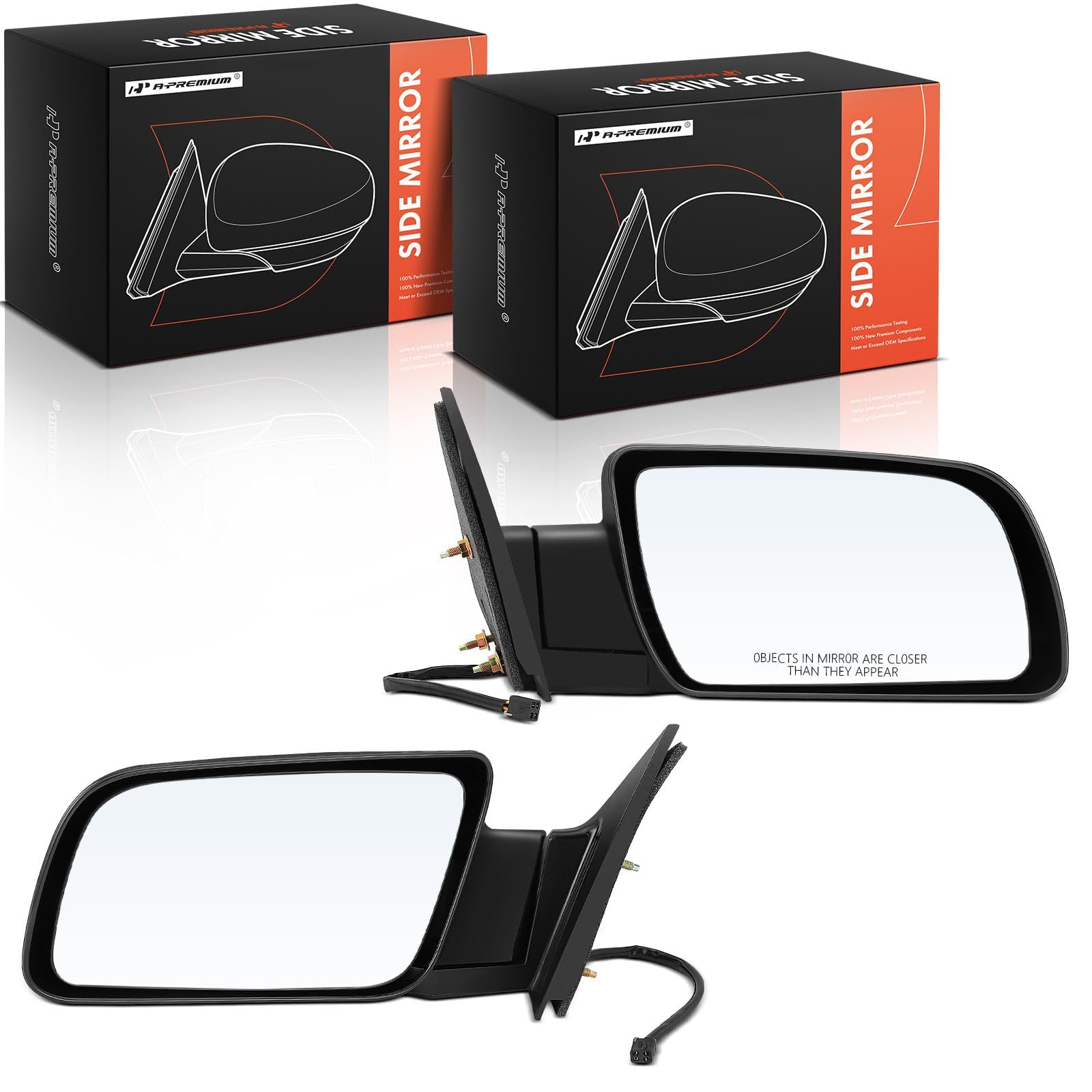 Pair (2) Driver & Passenger Side View Mirror Compatible with Chevy & GMC - Silverado, Blazer, C/K 1500 2500 3500, Tahoe, Sierra, Yukon - Power Non-Heated Manual Folding -# 15764757, 15764758