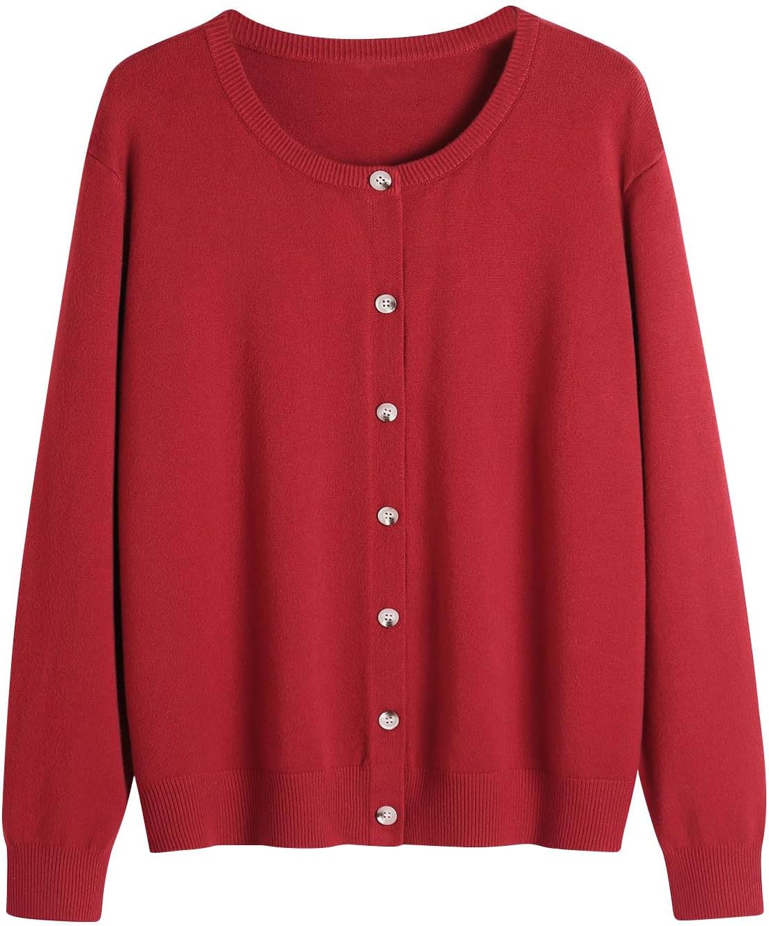 Cardigan for Women Crew Neck Open Front Button Down Long Sleeve Knit Sweaters Soft Comfy Trendy Fall Clothing