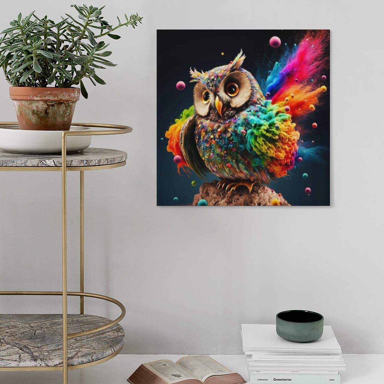 Amazon.co.jp: 絵画 カラフルなフクロウインテリア 絵画 ファンタジー