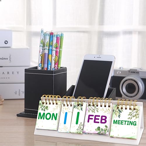 Miniatura 6 de Fancy Land Calendario perpetuo, calendario bohemio de escritorio con fecha, mes y nota para plan de oficina, suministro de aula, decoración de