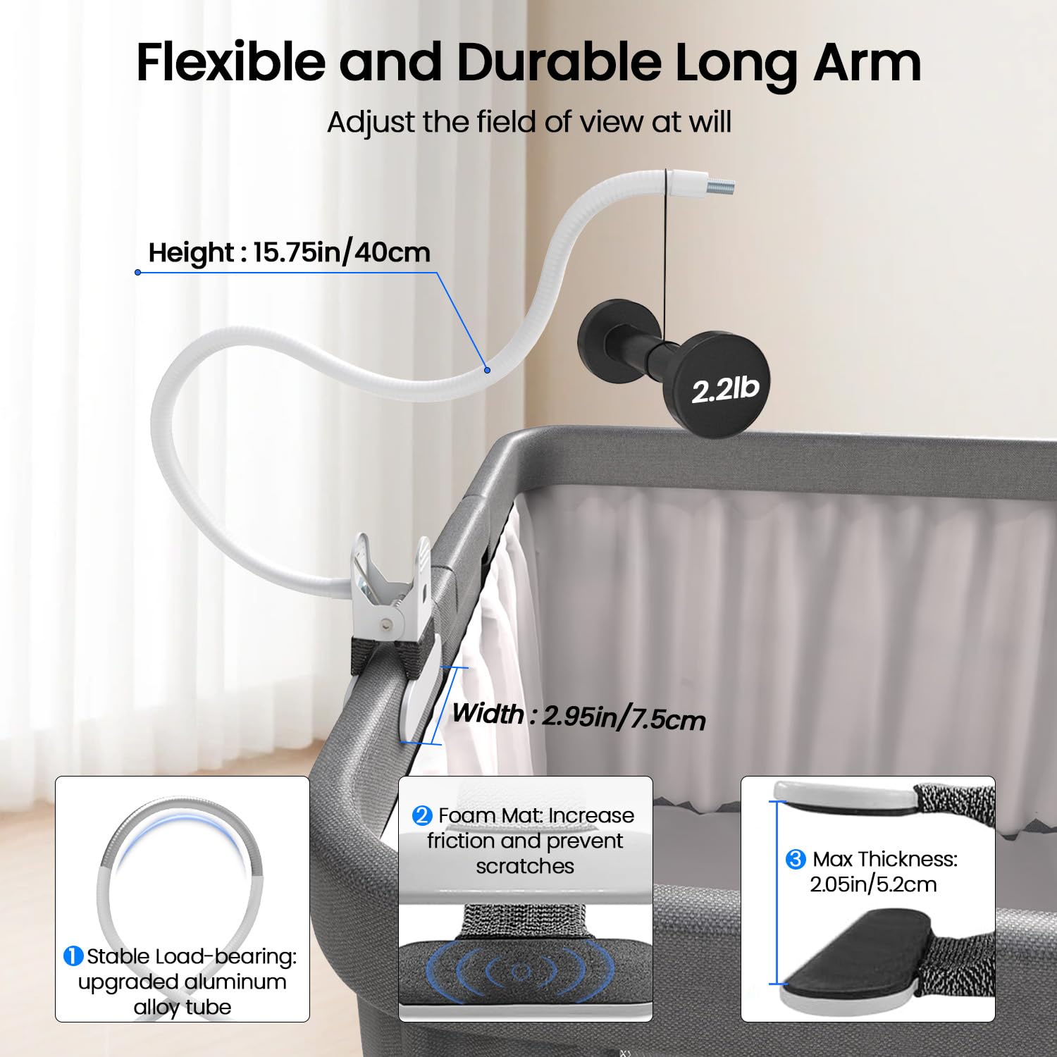 Kompatybilny z Hello Baby HB6550 / HB65 / HB6560 / HB6340 / HB6339 / 1/4-calowy otwór do monitora dla dziecka