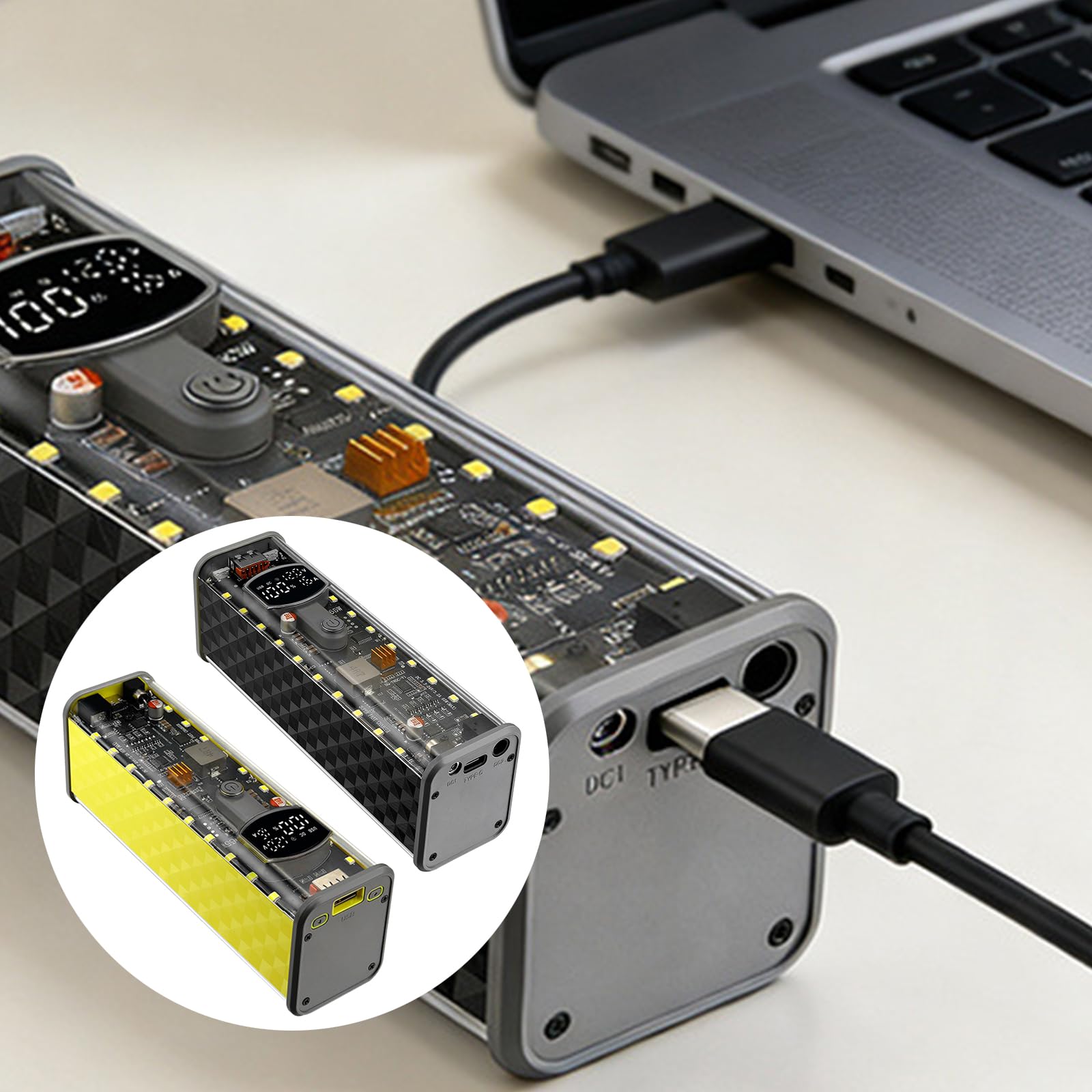 Kapazität 65 W Mobiles Netzteilgehäuse für 8 18650-Zellen mit Sicherheitsschutz Powerbank Gehäuse Shell Power Dog Akku