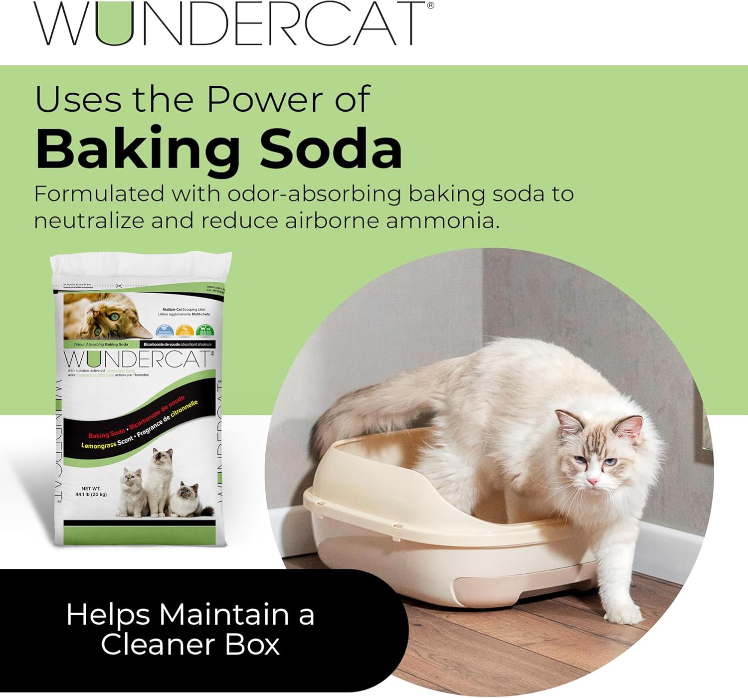 Progressive Planet Wundercat Scoopable Cat Litter with Lemongrass Scent & Baking Soda, 44lbs - Easy-Scoop, Low-Tracking for Multi-Cat Homes - Superior Odor Control & Lasting Freshness