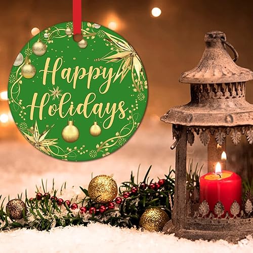 Miniatura 41 de Tree Decoration Ornaments Merry Christmas Y'all Holiday Present Ceramic Xmas Tree Ornament Gold Snowflake Ball Wreath Christmas Decorations Gift