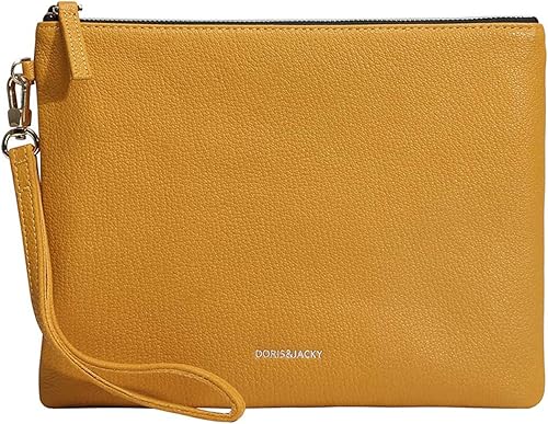 DORIS&JACKY Bolso de mano de piel de cordero para mujer, cartera grande y suave de diseñador con correa..