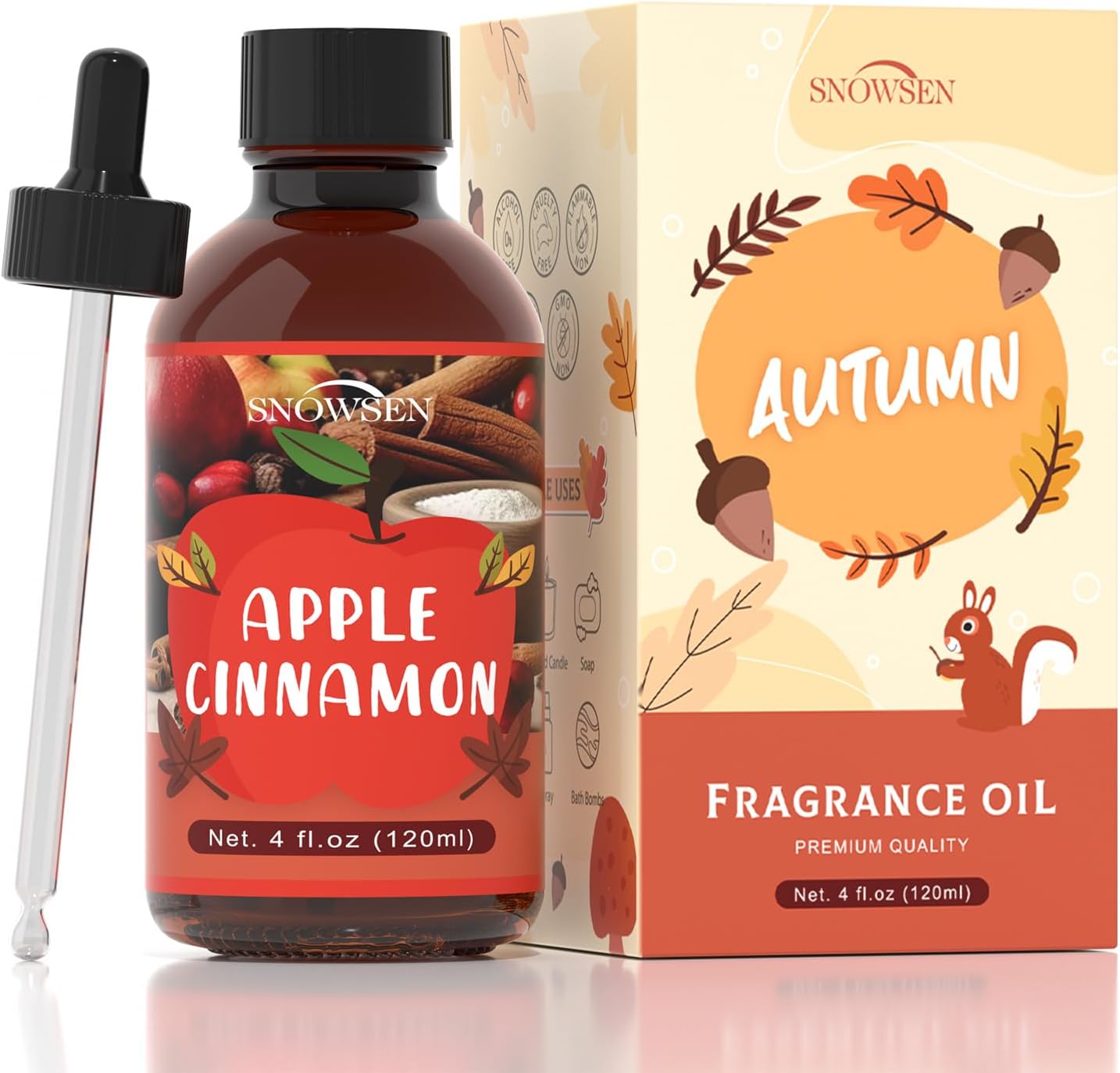 Apple Cinnamon Essential Oil 4 Fl Oz, Autumn Fragrance Oil, Undiluted Apple Cinnamon Oil for Diffuser, Humidifier,Home Care,House Cleaning, Spray,Soap Making,Candle Making, Long Lasting Scents Apple Cinnamon Essential Oil 4 Fl Oz, Autumn Fragrance Oil, Undiluted Apple Cinnamon Oil for Diffuser, Humidifier,Home Care,House Cleaning, Spray,Soap Making,Candle Making, Long Lasting Scents