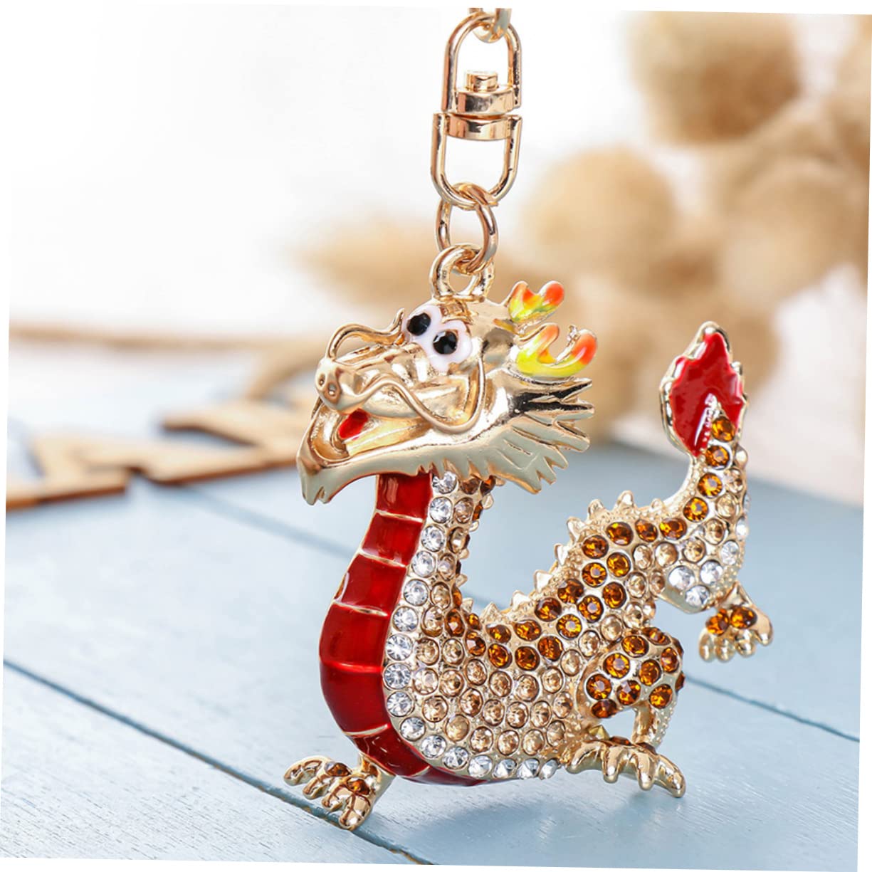 Brelok Feng Shui, 2 sztuki breloków samochodowych w kształcie smoka, dekoracja samochodu Feng Alloy