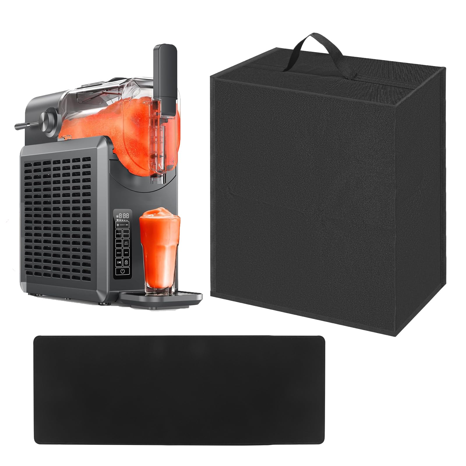 Ruclles Slushie Machine Cover, Heavy-Duty Nylon Material to Prevent Dust & Stains, Non-Slip Pad Reduces Vibration & Protects Countertops, 2Pcs Accessories Compatible with 68 oz INOVIVA Slushy Machine