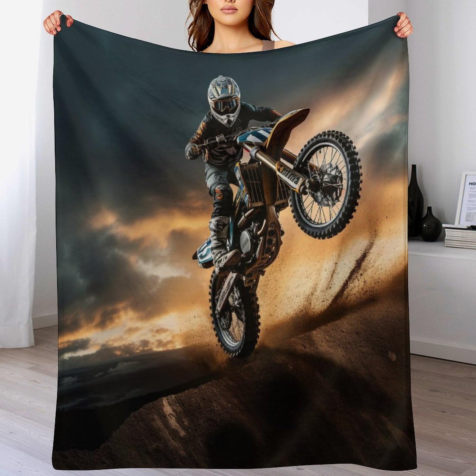 Couverture 3D motocross lavable en machine et ultra moelleuse
