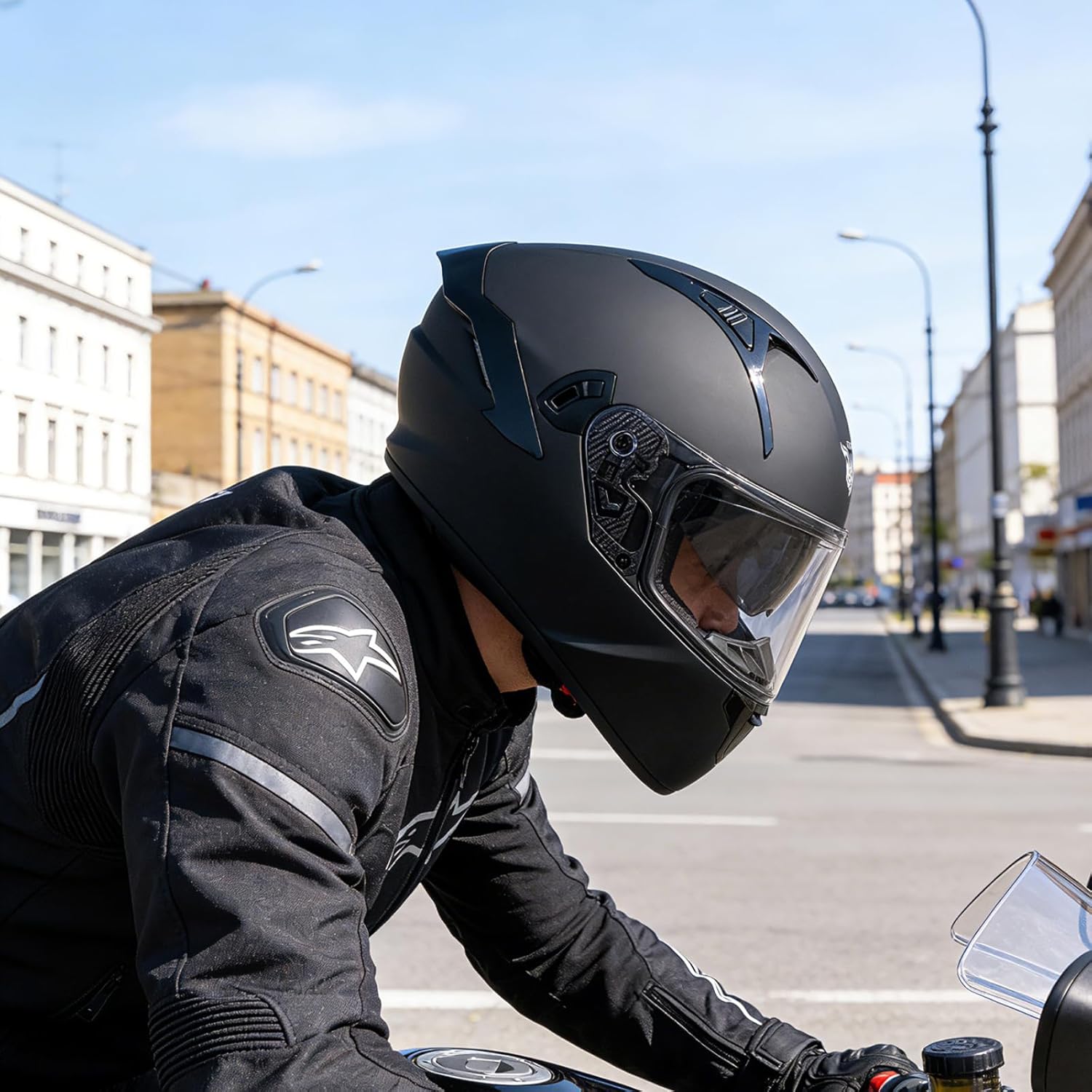 VCOROS Full Face Dual Visor Motorcycle Helmet for Adults Motorbike Street Bike Racing Helmets X9 DOT Approved with Black Visor - Image 2