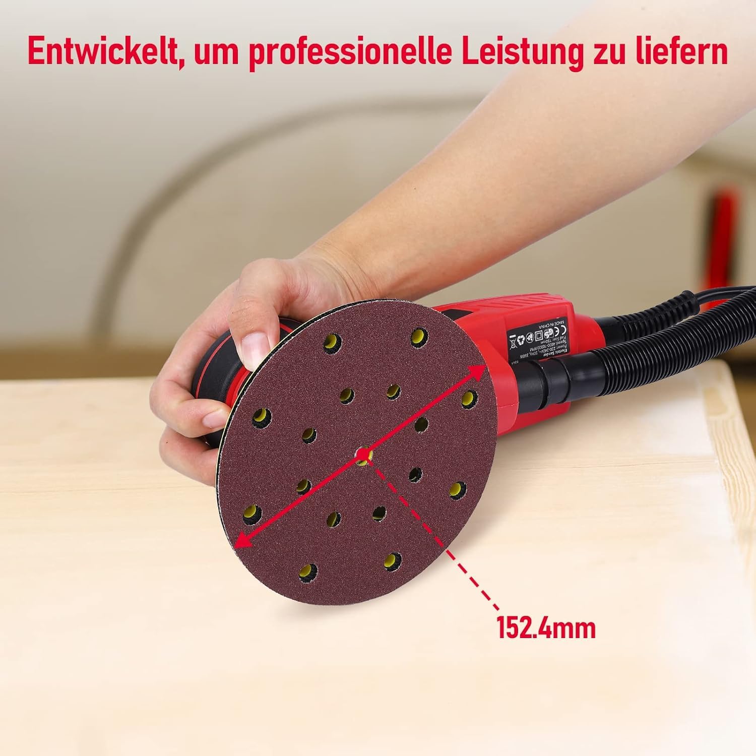 Levigatrice Eccentrica Senza Spazzole 150mm | Levigatrice Orbitale con Motore AC 350W, Corsa 5mm, Velocità 4000-10000 RPM | Basso Vibrazione, Interruttore Velocità, Inclusi 12 Fogli Abrasivi