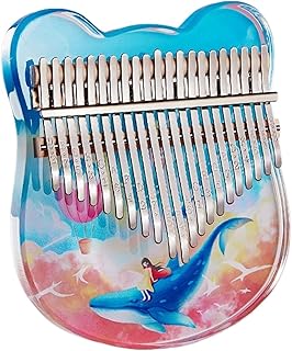 LVYUDS Kalimba Transparente De Cristal, Lindo Piano De Pulgar De Oso, Piano De Dedo Acrílico De 17 Tonos Adecuado for Adultos/principiantes (Color : Azul, Size : 21 keys)