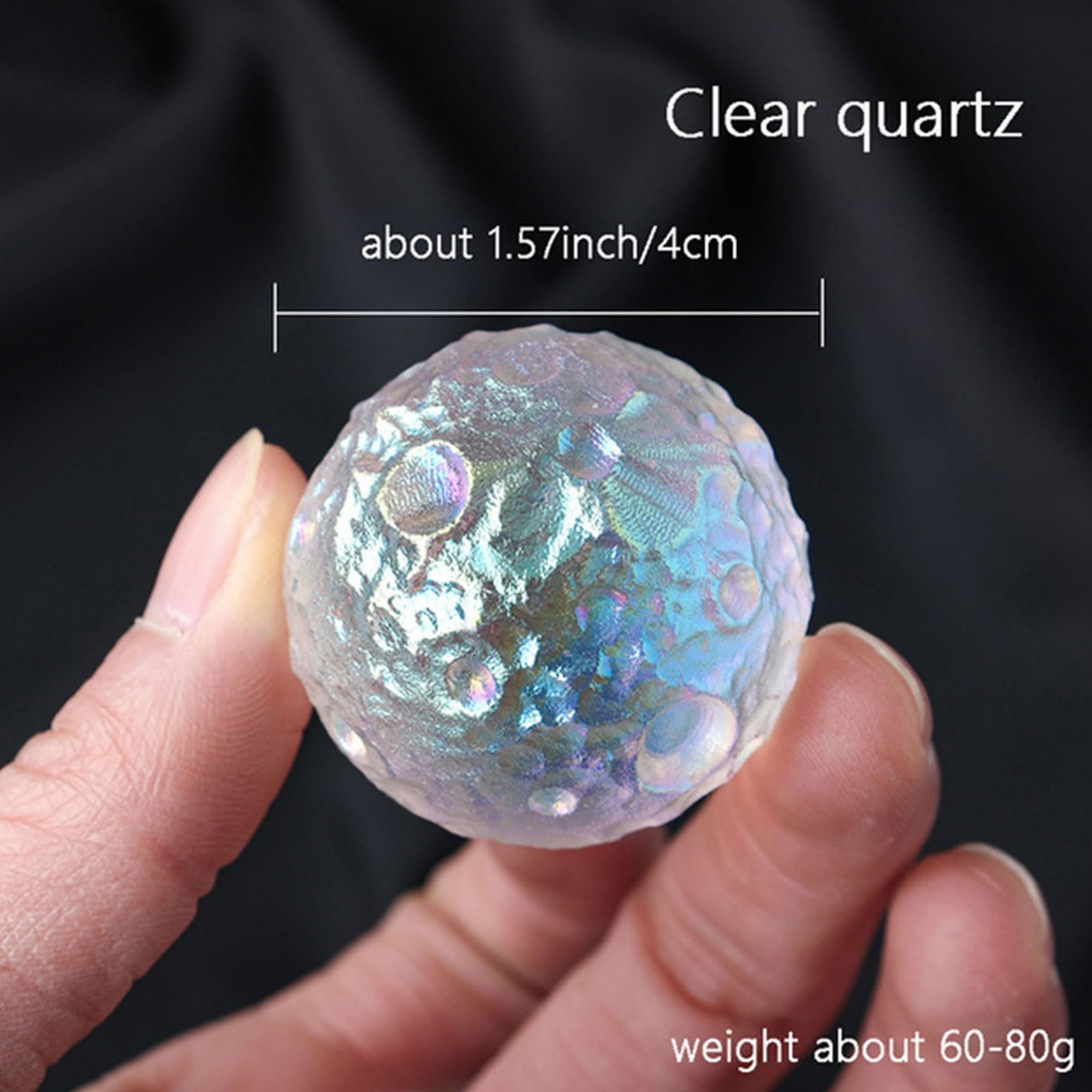 bola de cristal - esfera de piedra de cuarzo natur Esfera de cristal curativa de 4 cm, modelo de meteorito lunar de cuarzo transparente con aura de ángel, ideal for meditación, brujería y decoración,