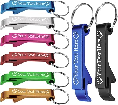 Custom Bottle Opener Keychains-dosuyio Personalized Opener Keychain Engraving Text/Icon/Logo for Wedding Favor, Party, Birthday Party, Graduation, Opening Ceremony, Christmas 50