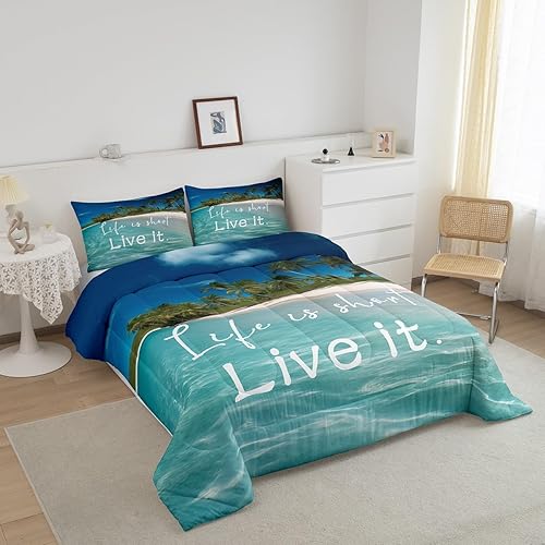 Miniatura 3 de Juego de edredón de verano tamaño Queen, juego de ropa de cama de verano para niños, adolescentes y adultos, juego de ropa de cama tropical