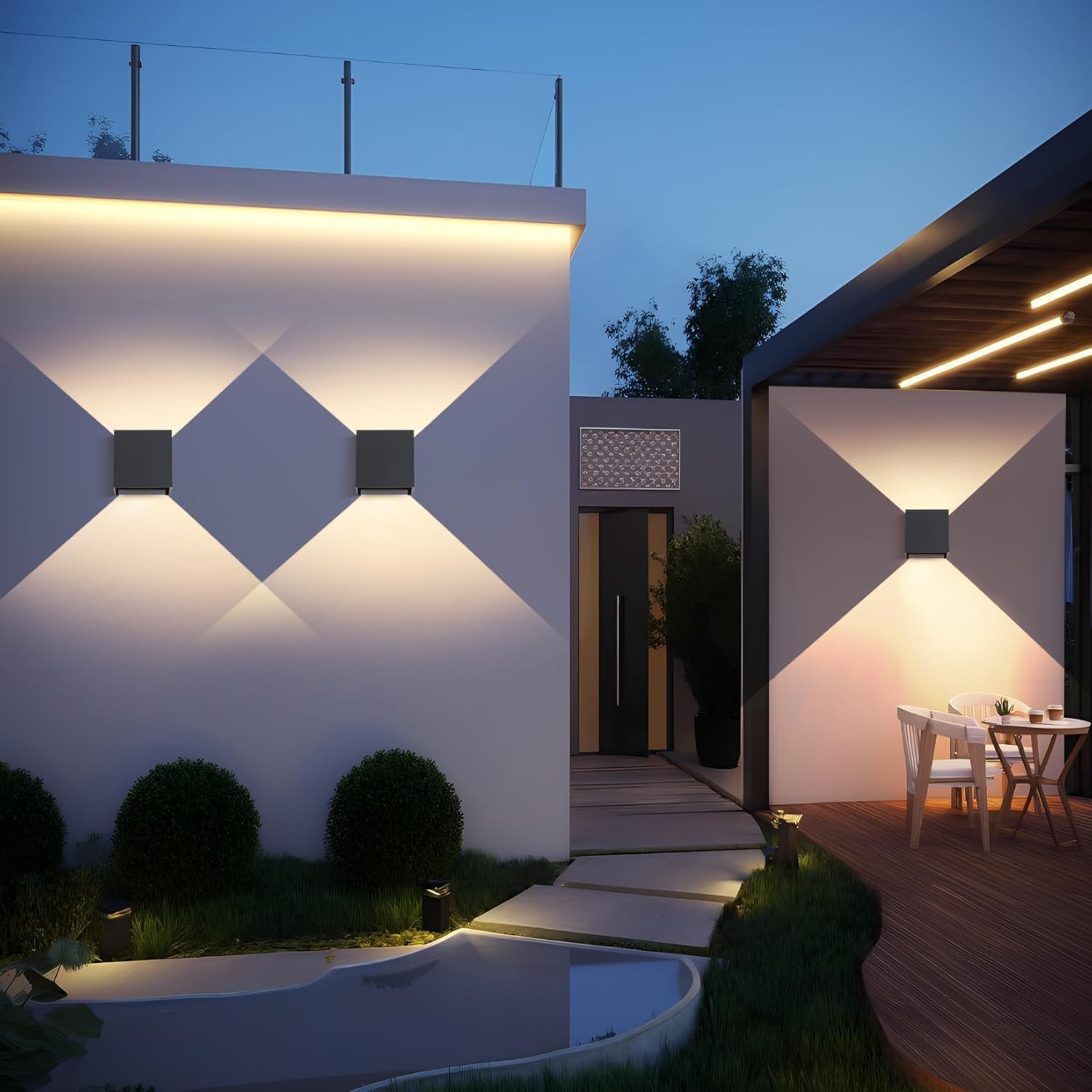 Applique da Parete Interno Esterno 4Pezzi,9W 4000K,Grigio scuro | Lampada moderna luce bianco neutro IP65 impermeabile, regolabile 0-120 gradi per corridoio camera da letto bagno.
