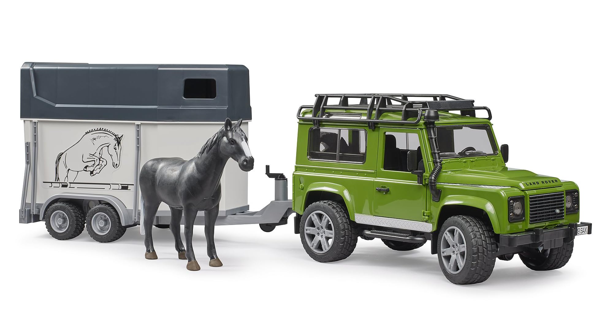 Toys Land Rover Defender Station Wagon With Horse Trailer And 1 Horse