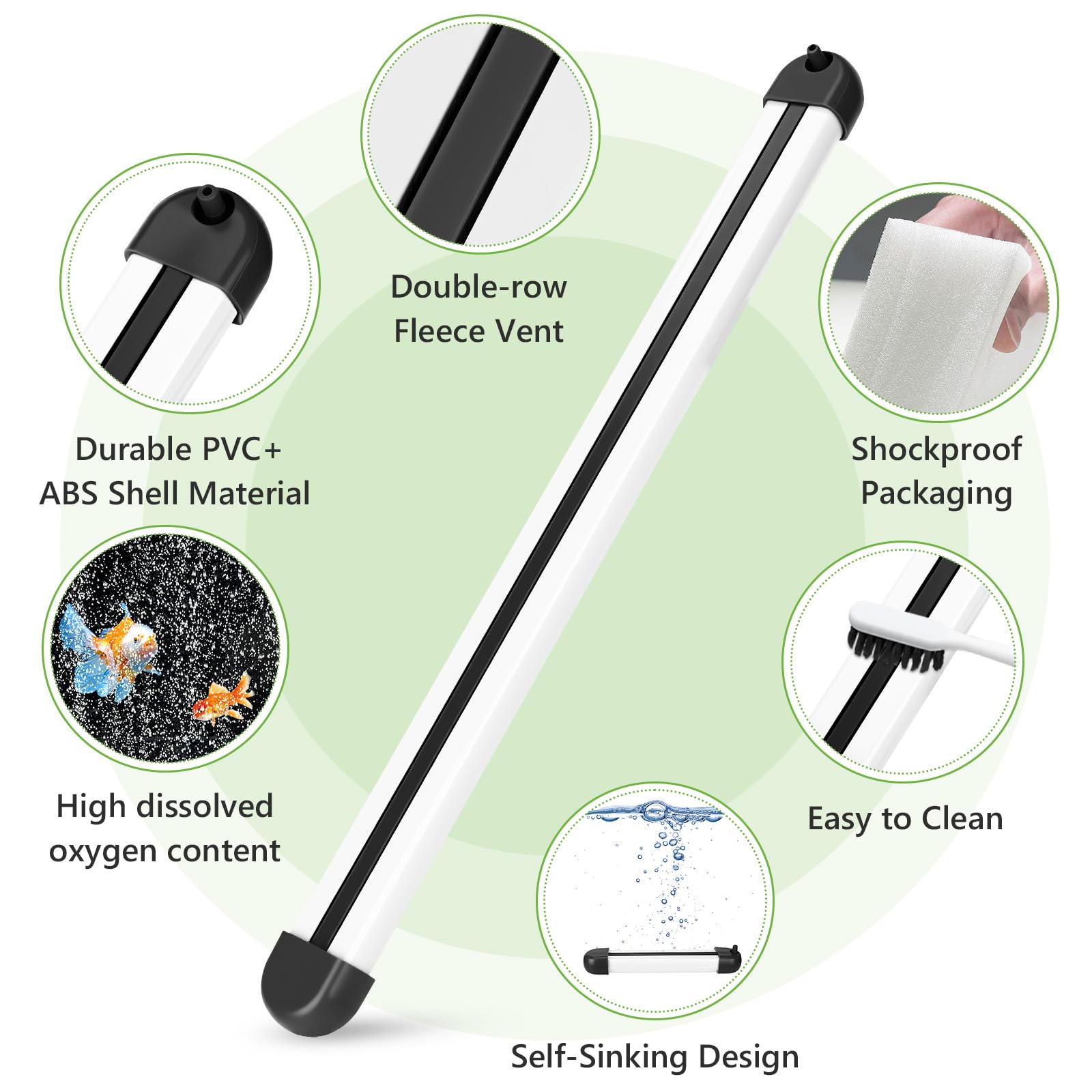 hygger Aquarium Bubbler Bar, Nano Fine Bubble Dual Flow für Aquarien, 89,9 cm
