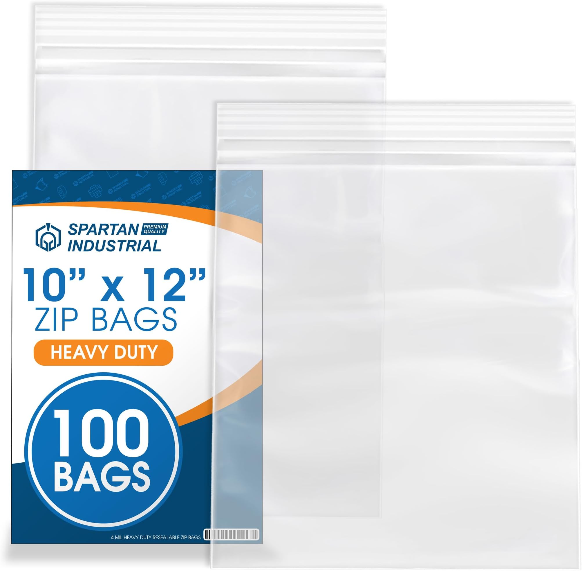 Reclosable Zip Bags - 4 Mil (100 Pack) (10" X 12")