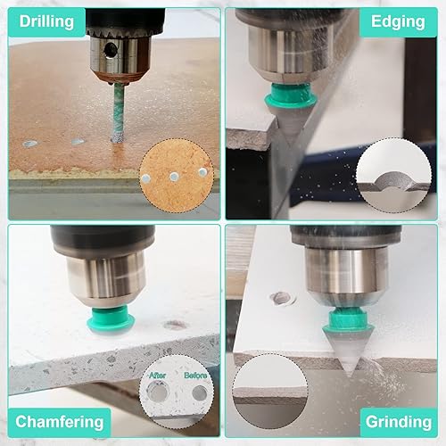 Miniatura 3 de Juego de 4 brocas con núcleo de diamante, kit de sierra para azulejos de porcelana, cerámica, mármol, ladrillo, hormigón con vástago rápido (brocas